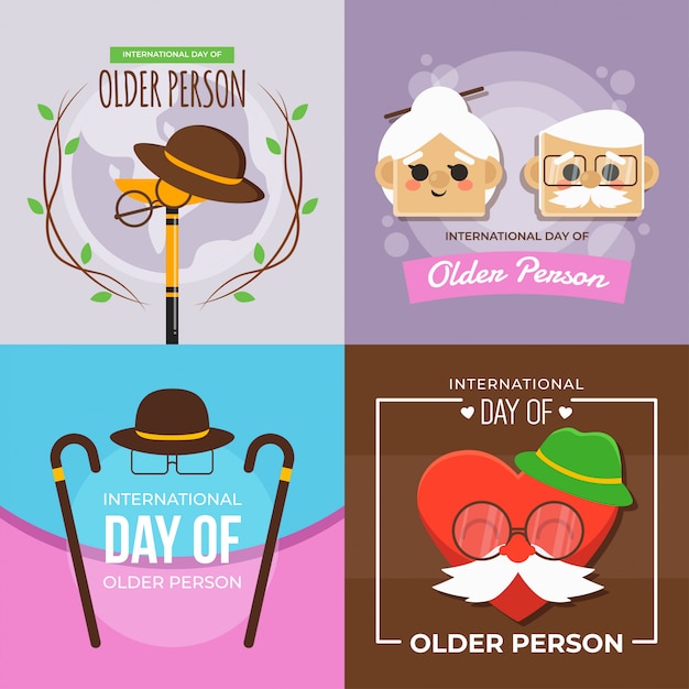 Вектор Международный день иллюстрации пожилых людей