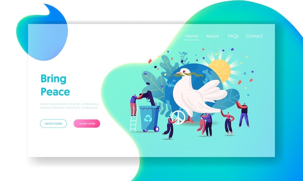国際平和デーのランディングページテンプレート。