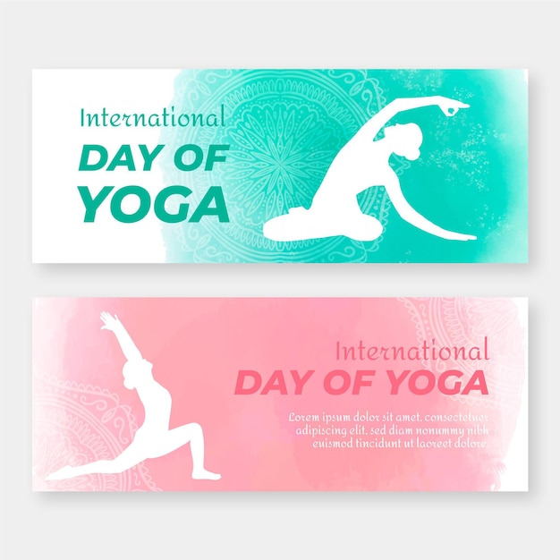 Вектор Международный день баннеров йоги