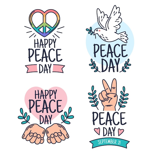 Vector international day of peace labels