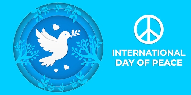 Vector international day of peace in paper cut art style