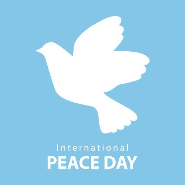 Vector international day of peace postcard white dove on a blue background vector