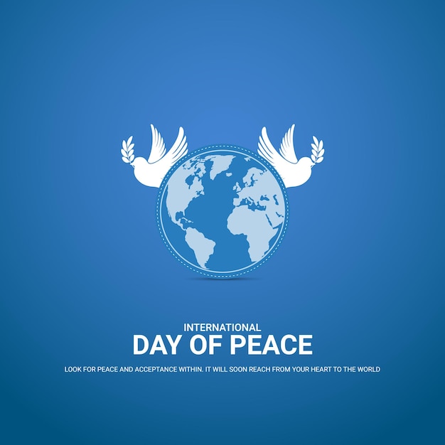 International day of peace world with dove free vector