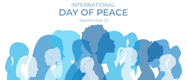 Международный день мира Иллюстрация вектора с силуэтами людей