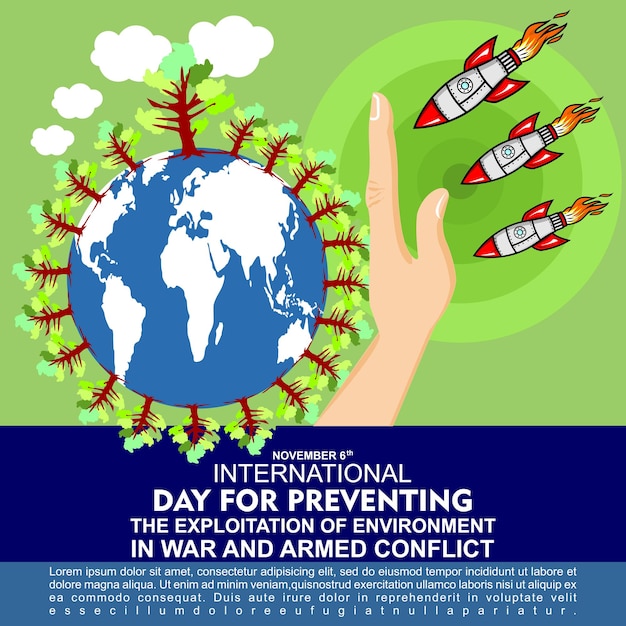 Vettore giornata internazionale per la prevenzione dello sfruttamento dell  ⁇  ambiente nella guerra e nei conflitti armati novembre