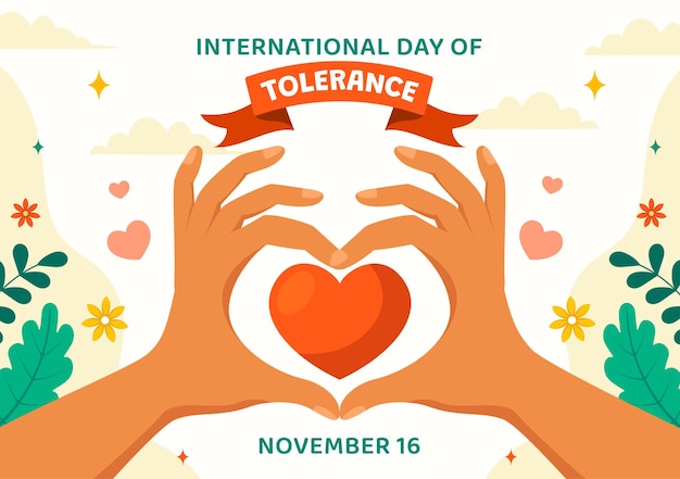 International Day for Tolerance Illustration with Hands of Different Skin Color for Human Solidarity