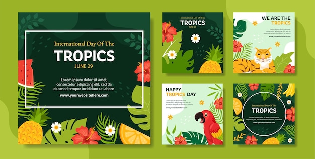 International Day of the Tropic Social Media Post Flat Cartoon Hand Drawn Templates Illustration