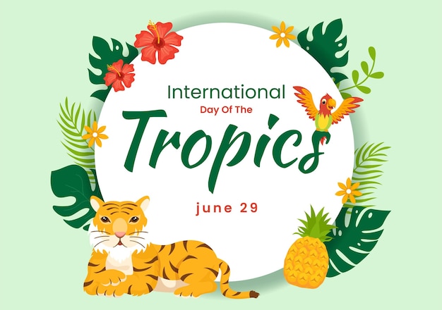 International Day of the Tropic Vector Illustration with Grass and Flower Plants to Preserve