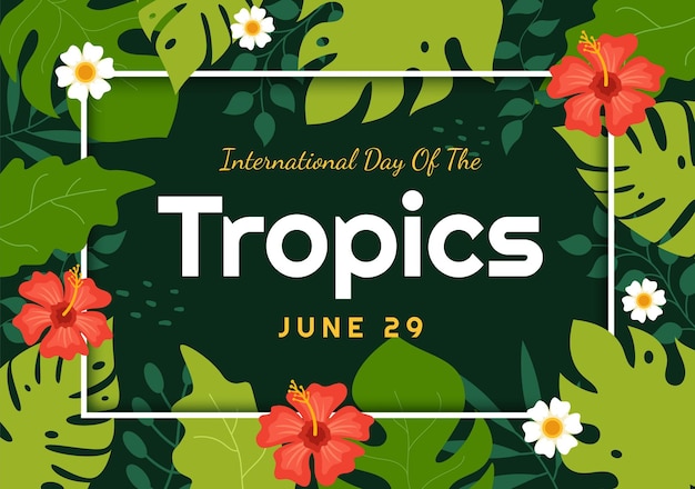 International Day of the Tropic Vector Illustration with Grass and Flower Plants to Preserve