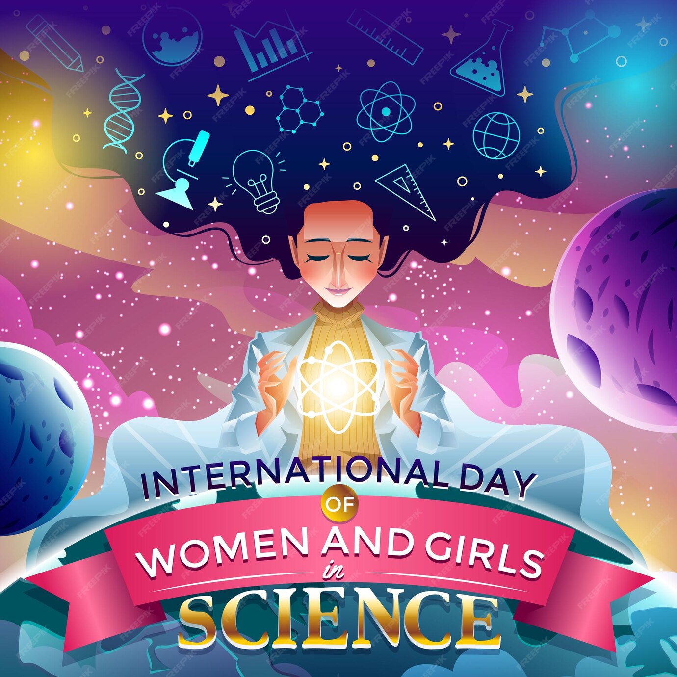 Premium Vector International day of women and girls in science