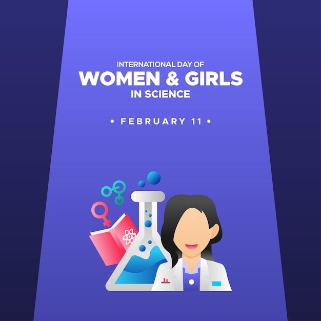 International Day Of Women And Girls In Science Design Vector