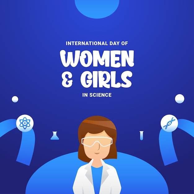 과학 디자인 벡터에서 여성과 소녀의 국제 날