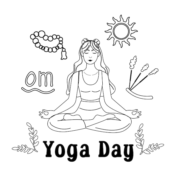 International day of yoga background concept outline