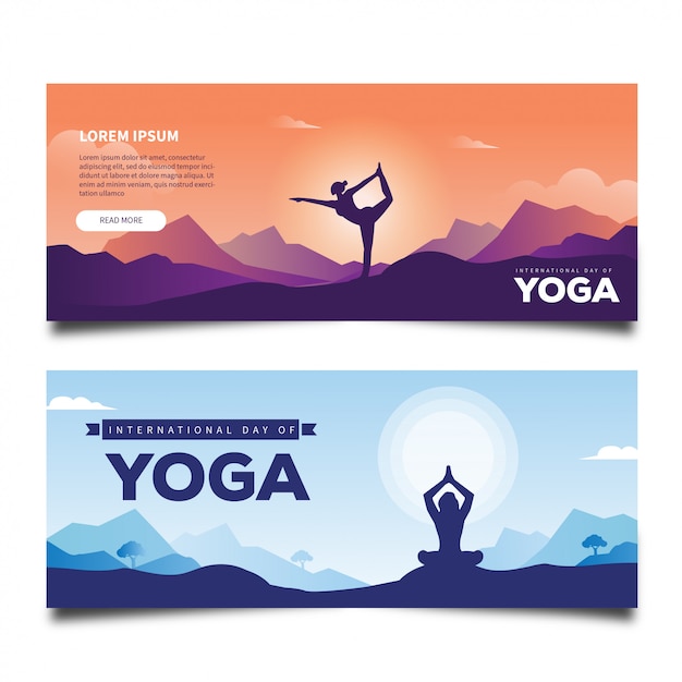 Vector international day of yoga concept banner for social media