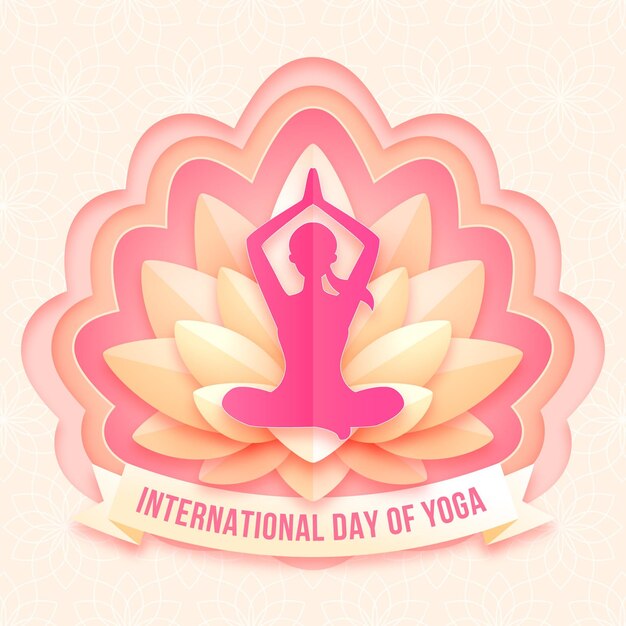 Vector international day of yoga illustration in paper style