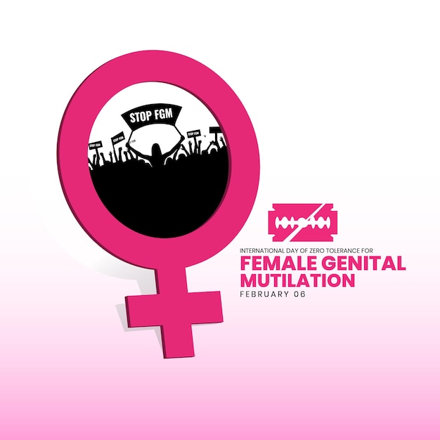 International Day of Zero Tolerance for Female Genital Mutilation Vectors Woman handprint