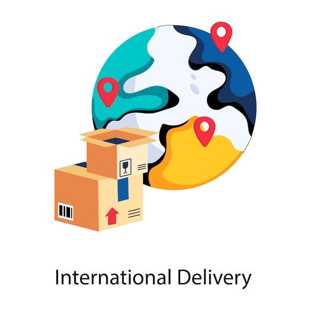 International delivery flat icon editable design