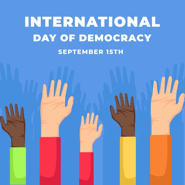 International democracy day with hand raising illustration