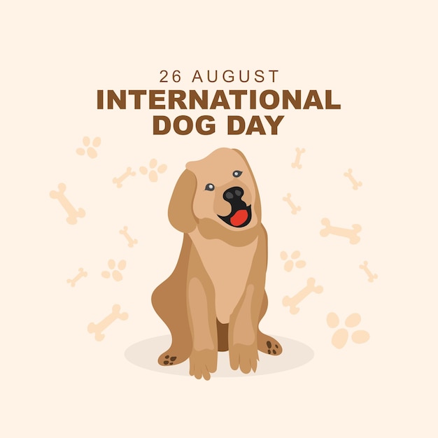 International Dog Day celebrated on August 26 cute dog hand drawn flat illustration Vector