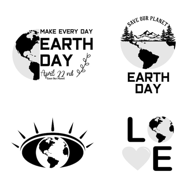 International earth day isolated monochrome design