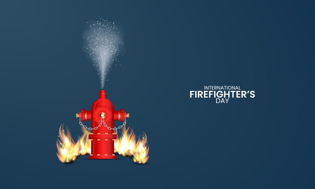 International Fire fighter day fire hydrant Firefighting and Rescue day creative design 3D