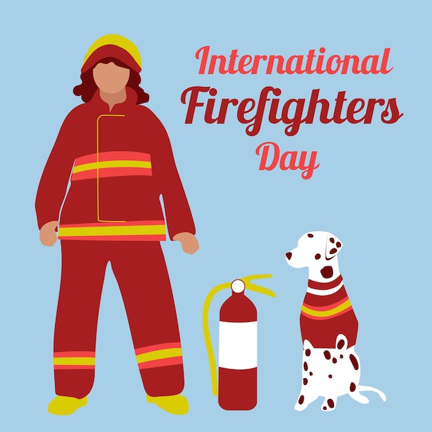 International firefighter day poster vector template Professional holiday celebration