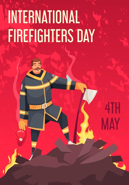 Vector international firefighter's day poster