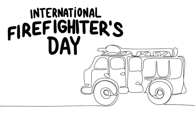 International Firefighters Day banner Line art firefighter banner Hand drawn vector art