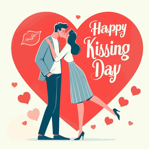 International happy kissing day vector illustration flat hand drawn kiss concept