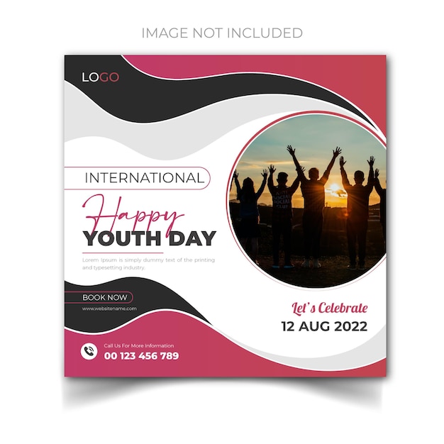 International happy youth day social media post template and modern design