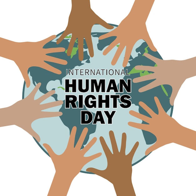 Contesto della giornata internazionale dei diritti umani celebrata il 10 dicembre vettore della giornata dei diritti umani