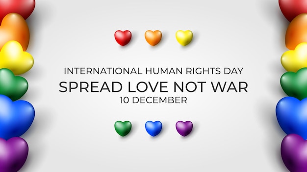 International human rights with heart shaped balloons