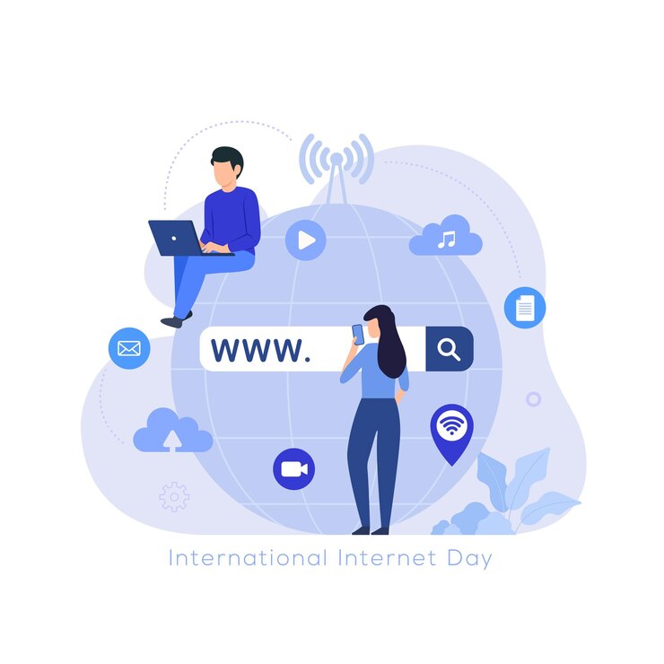 Vector 국제 인터넷의 날 일러스트레이션 컨셉