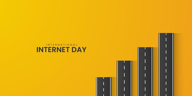 Vector international internet day road whit car wifi signal icon creative internet day design