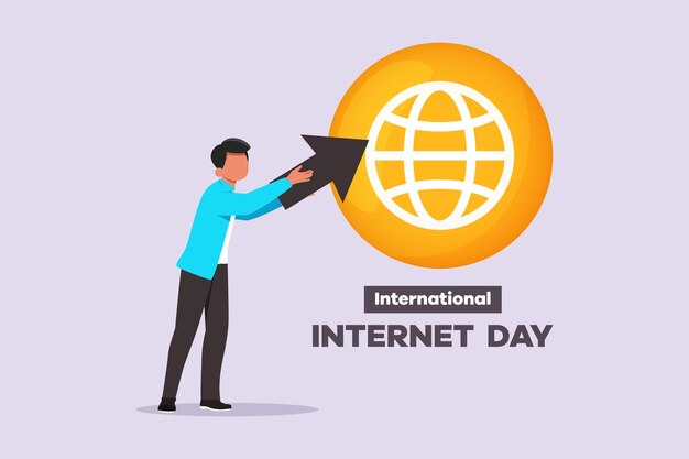 International internet day. Template design with hand drawing style. Colored flat vector illustration isolated.