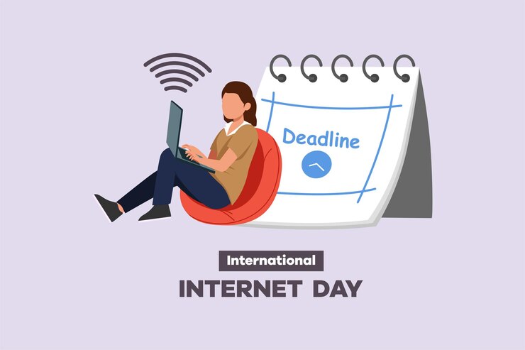 Vector international internet day. template design with hand drawing style. colored flat vector illustration isolated.