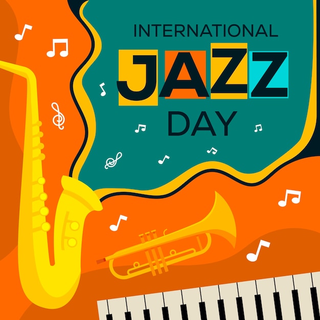 international jazz day illustration in flat style design