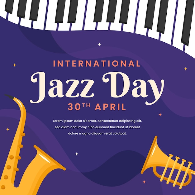 International jazz day illustration with musical instruments