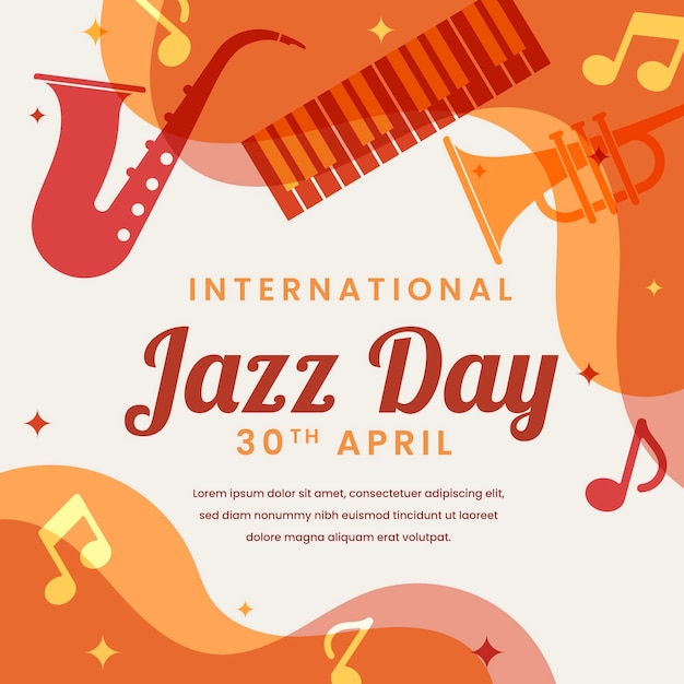 International jazz day illustration with musical instruments