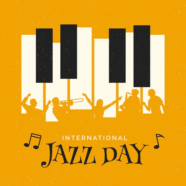 Illustrazione di giornata jazz internazionale con racconti di pianoforte