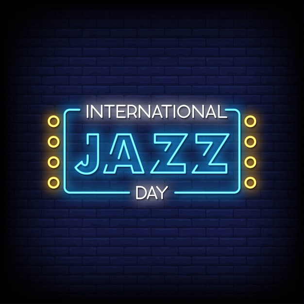 Testo di stile delle insegne al neon di jazz day internazionale