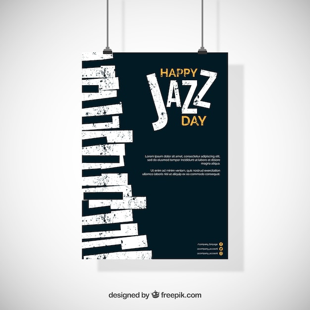 Международный джазовый плакат в плоском дизайне