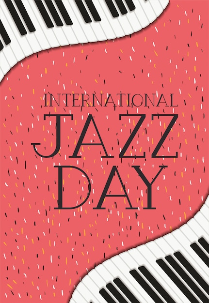 International jazz day poster with piano keyboard