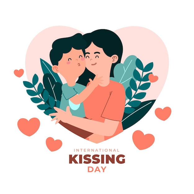 International kissing day illustration with couple kissing