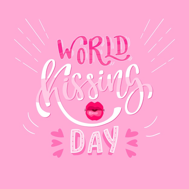 International kissing day lettering