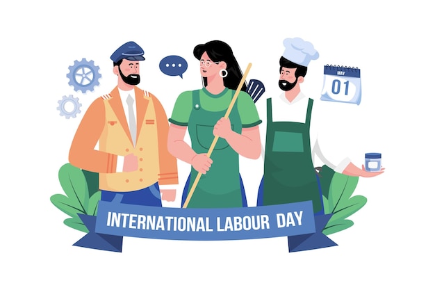 International Labor Day Illustration concept on white background