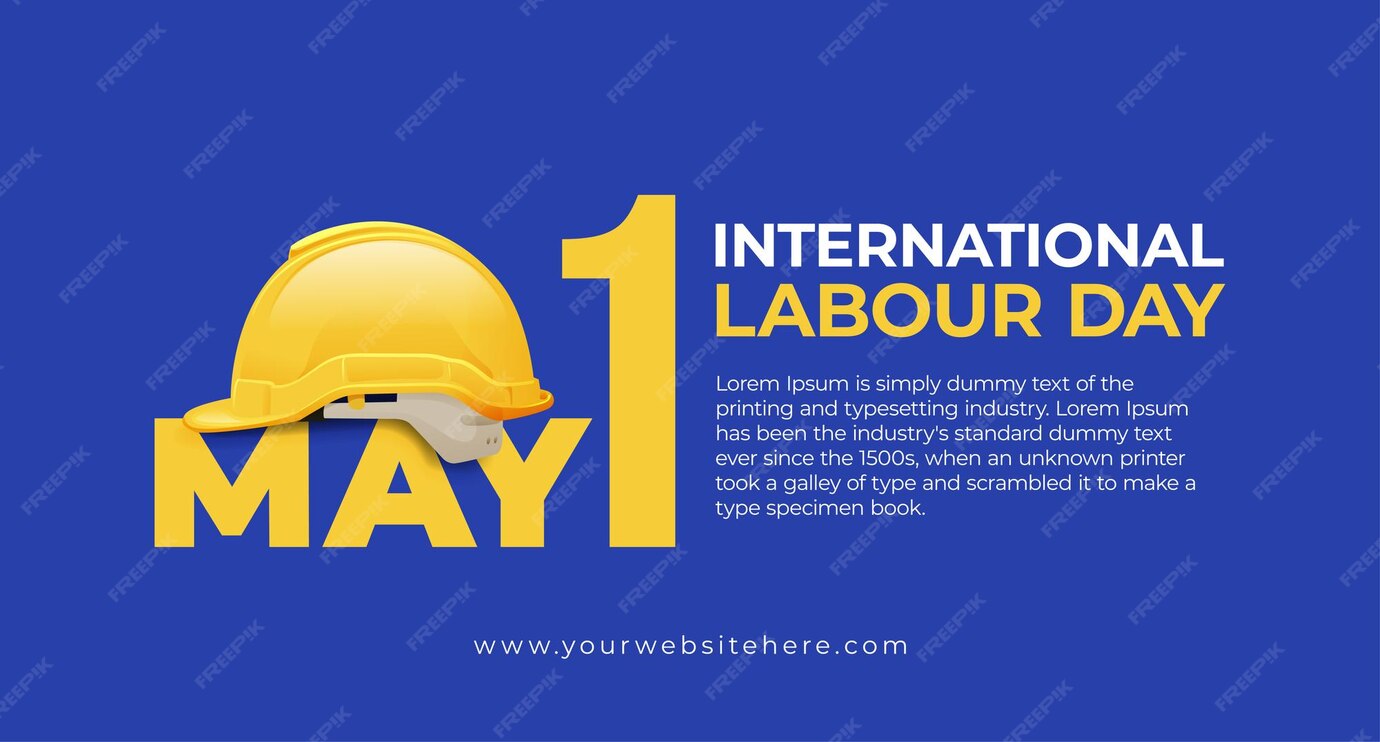 Premium Vector International labour Day May 1 Banner With Safety Helmet Illustration Concept