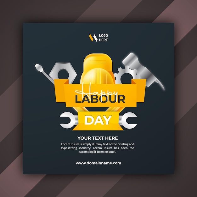 International labour day with repair tools social media post template