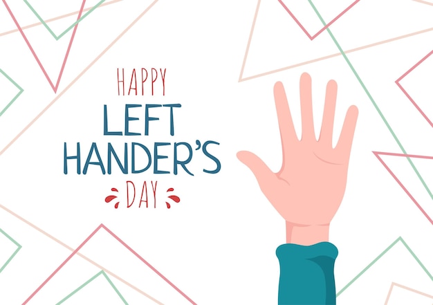 International Left Handers Day Celebration with her Hand Raised in Cartoon Background Illustration