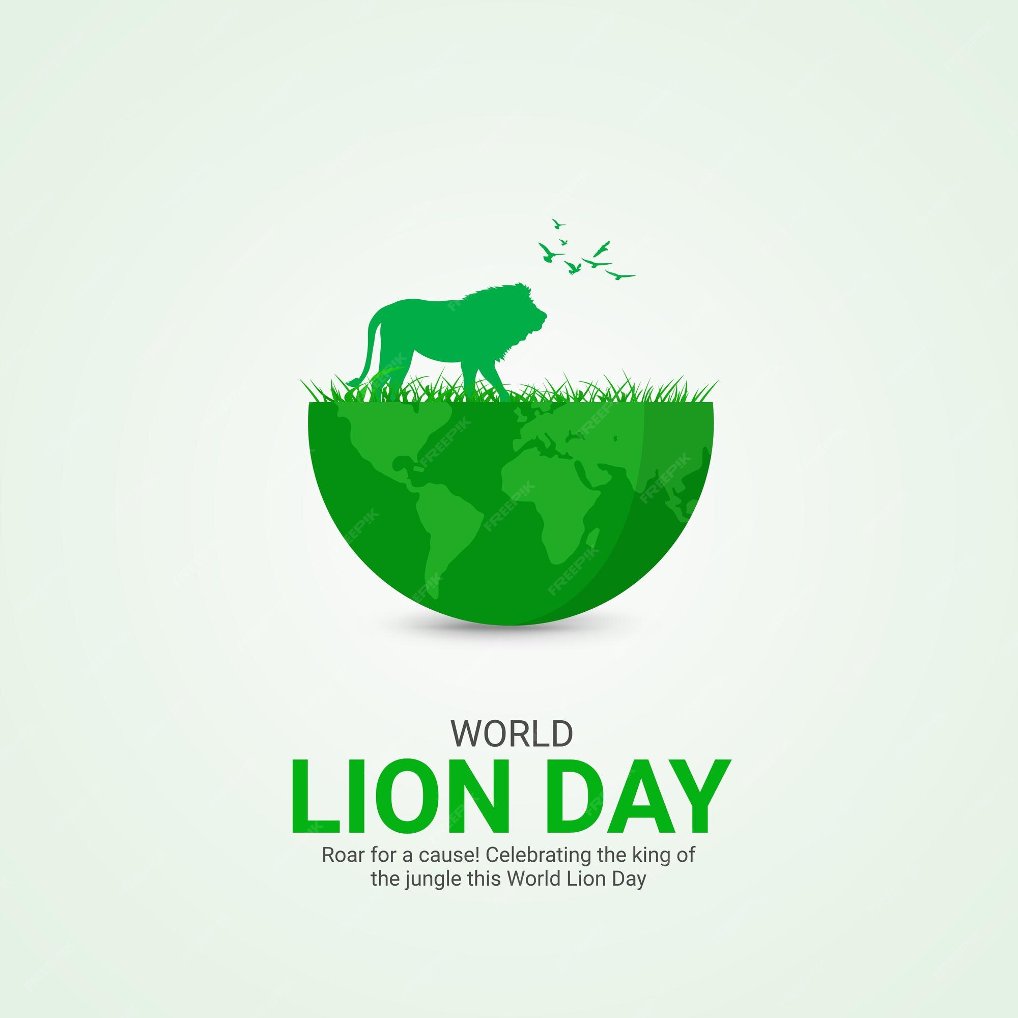 Premium Vector International Lion Day Crative Ads Design Lion Day pose icon isolated on